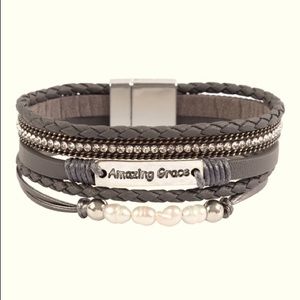 amazing grace multi layer faux leather bracelet
